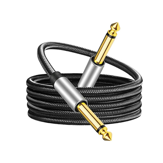 6.35mm 1/4" TS Mono Jack Unbalanced Patch Cord Nylon Braid 6.5 Male-Male Audio Cable for Headphone Guitar Amp Speaker Mixer