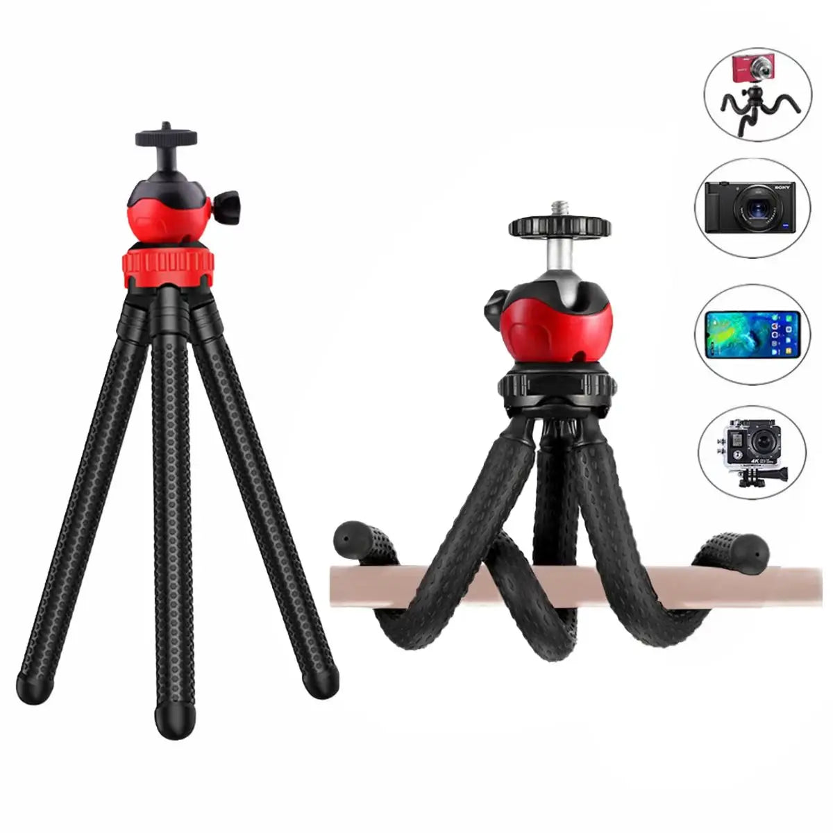 New 2in1 Flexible Octopus Tripod with Remote Control Selfie Stick Big Light Phone Holder Screw Portable for iPhone 13 14 Pro Max