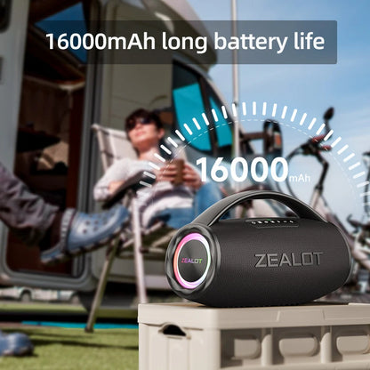 Zealot-S97 80W high power bluetooth speaker portable RGB colorful light waterproof wireless subwoofer 360 stereo surround TWS FM
