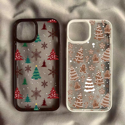 Christmas Tree Snowman Transparent Phone Case For iPhone 17 16 15 Pro Max Plus 14 13 12 11 17 Air Fashionable Shockproof Cover