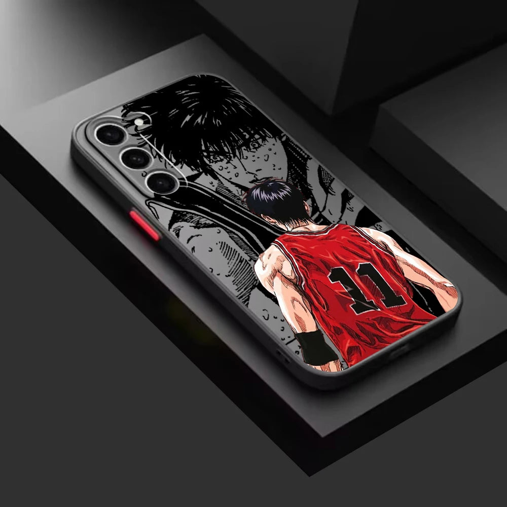 Sakuragi Hanamichi Slam Dunk Frosted Translucent For Samsung Galaxy S24 S23 S22 S21 S20 FE S10 S9 S8 Plus Ultra Pro 5G Funda
