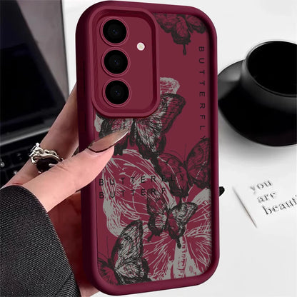 Ink Butterfly Case For Samsung Galaxy S25 Edge S25 S24 S23 S22 Ultra S21 S24 FE A14 A34 A15 A35 A53 A54 A56 5G TPU Phone Cover ﻿