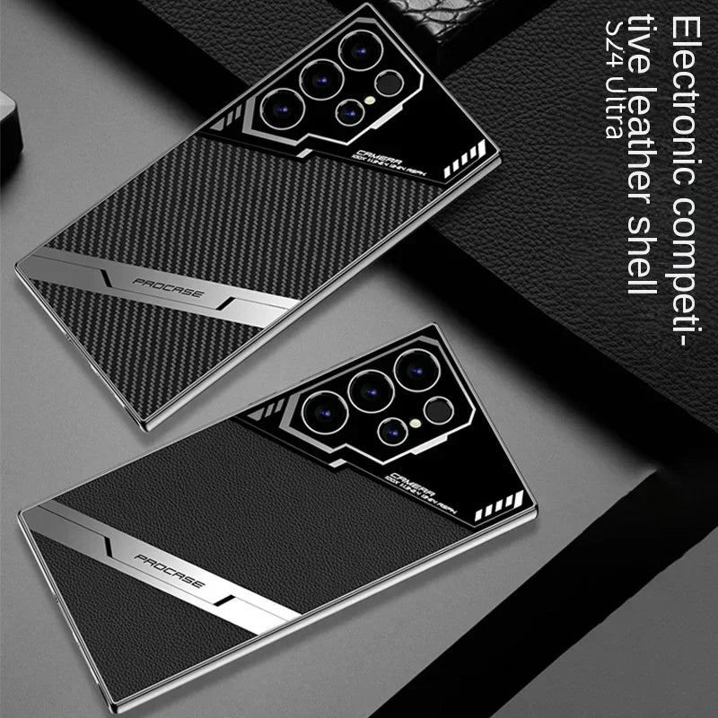 Galaxy S25 Plus Electroplating Leather S25 Ultra Phone Case for Samsung Galaxy S25 S24 S23 Ultra Protective Shockproof Cover