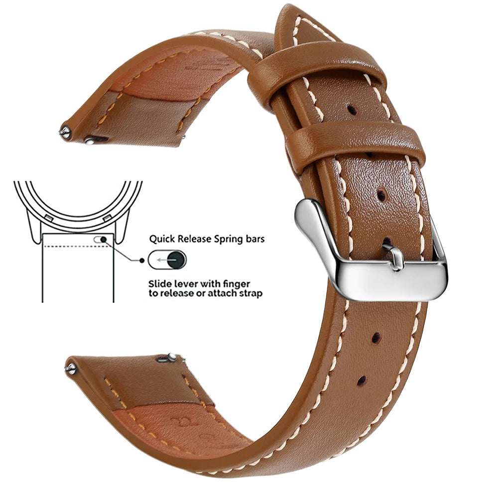 Top Grain Genuine Leather Watch Band, Quick Release 12/14/16/18/19/20/21/22/24 mm Watch Straps, Replacement Bands for Men Women