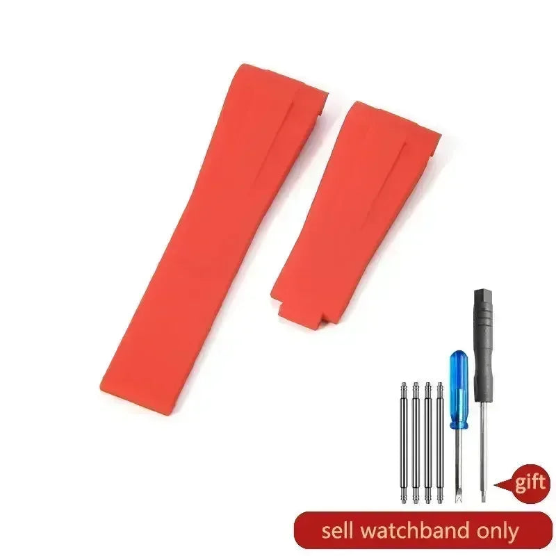 High Quality Black Green Red Blue White Colored Style Silicone Watchband Curved Interface for Rolex Datejust Submariner Strap