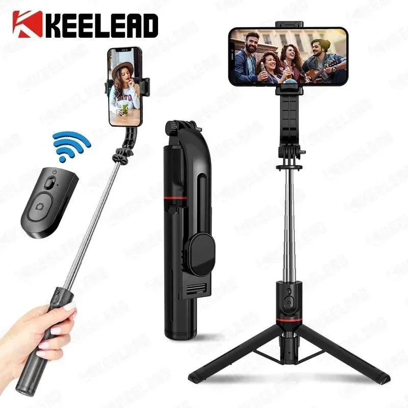 Shooting Record Wireless Selfie Stick for Smartphone 44 Inch Tripod with Bluetooth Remote, Portables Foldable Stand for Vlog