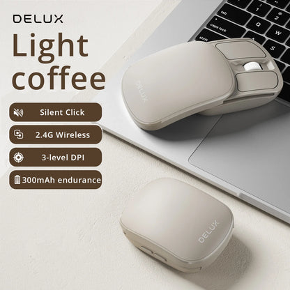 Delux Pocket Folding Mouse Wireless 2.4G Bluetooth5.2 Silent Click Portable Ultra-light 55g for MacBook Tablet Computer PC Mice