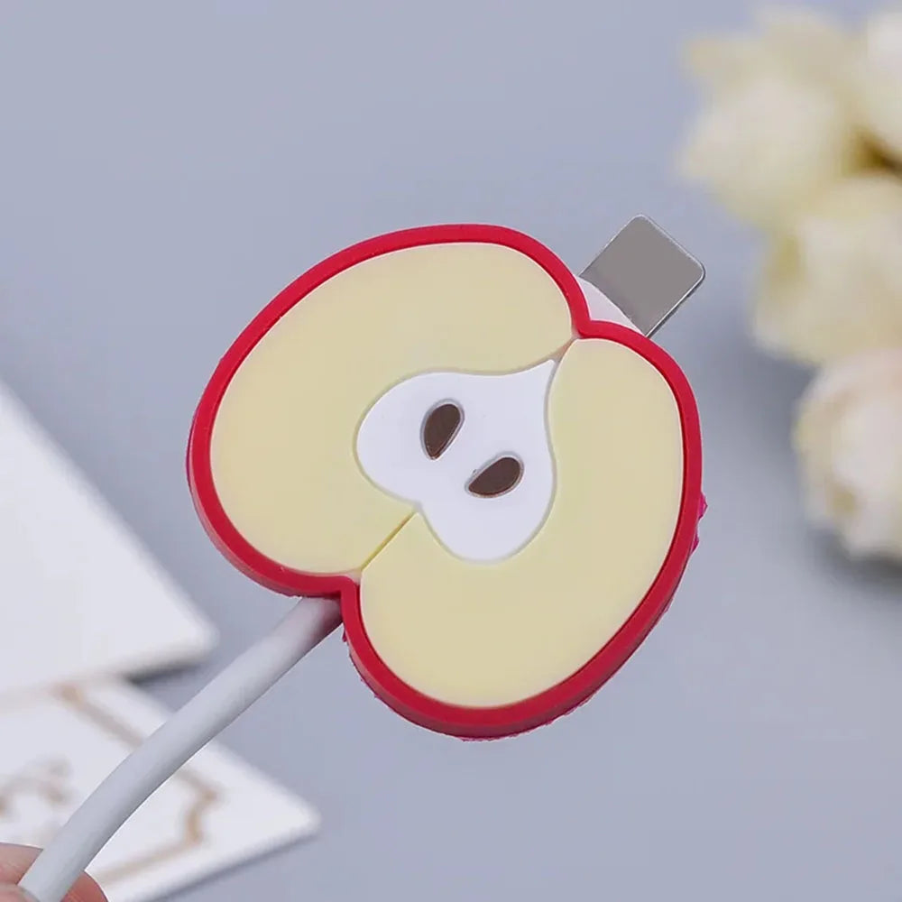Cute Fruits Cable Protector Cartoon Charger Protector Cable Winder Organizer Data Line Cord Protective Cover For iPhone