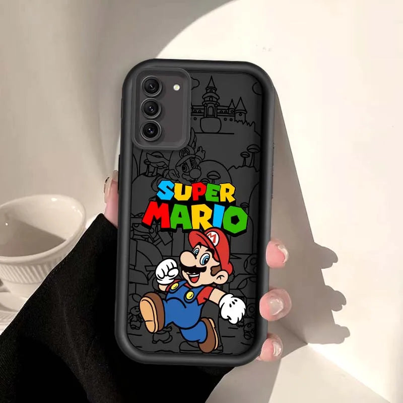 Anime M-Marios Cartoon Phone Case For Samsung Galaxy S25 S24 S23 S22 S21 S20 Ultra Plus FE 5G Eye Ladder Soft TPU Cover