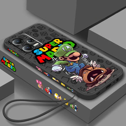 S-Super M-Marios B-Bros Liquid Left Rope For Xiaomi Redmi Note 13 12 12S 12R 11 11T 11S 10 10S Pro Plus 5G Back Phone Case