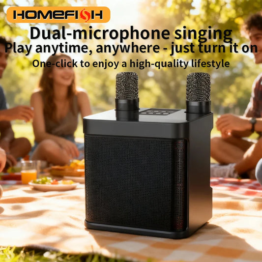 YS203 Portable Bluetooth Speaker, dual-microphone wireless Karaoke all-in-one machine, outdoor family party Bluetooth speaker