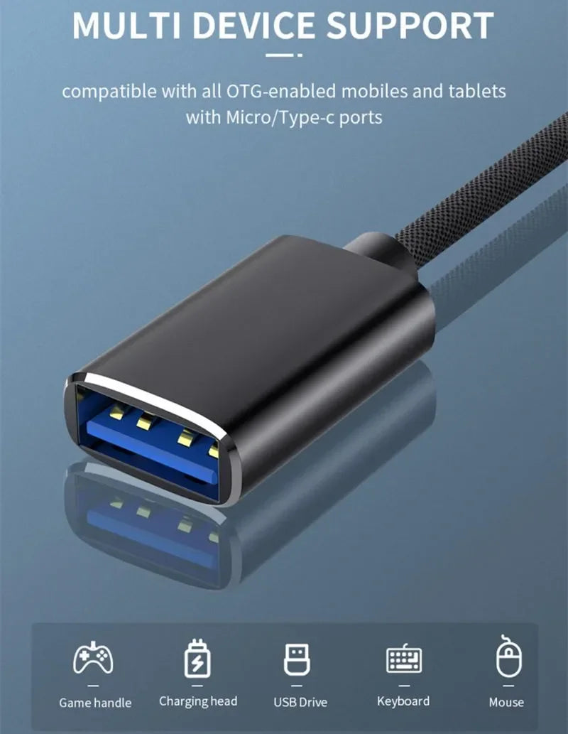 2-in-1 Micro USB USB C to USB3.0 OTG Cable Adapter New Condition Type C Male USB Female Converter MacBook Pro Charging Function