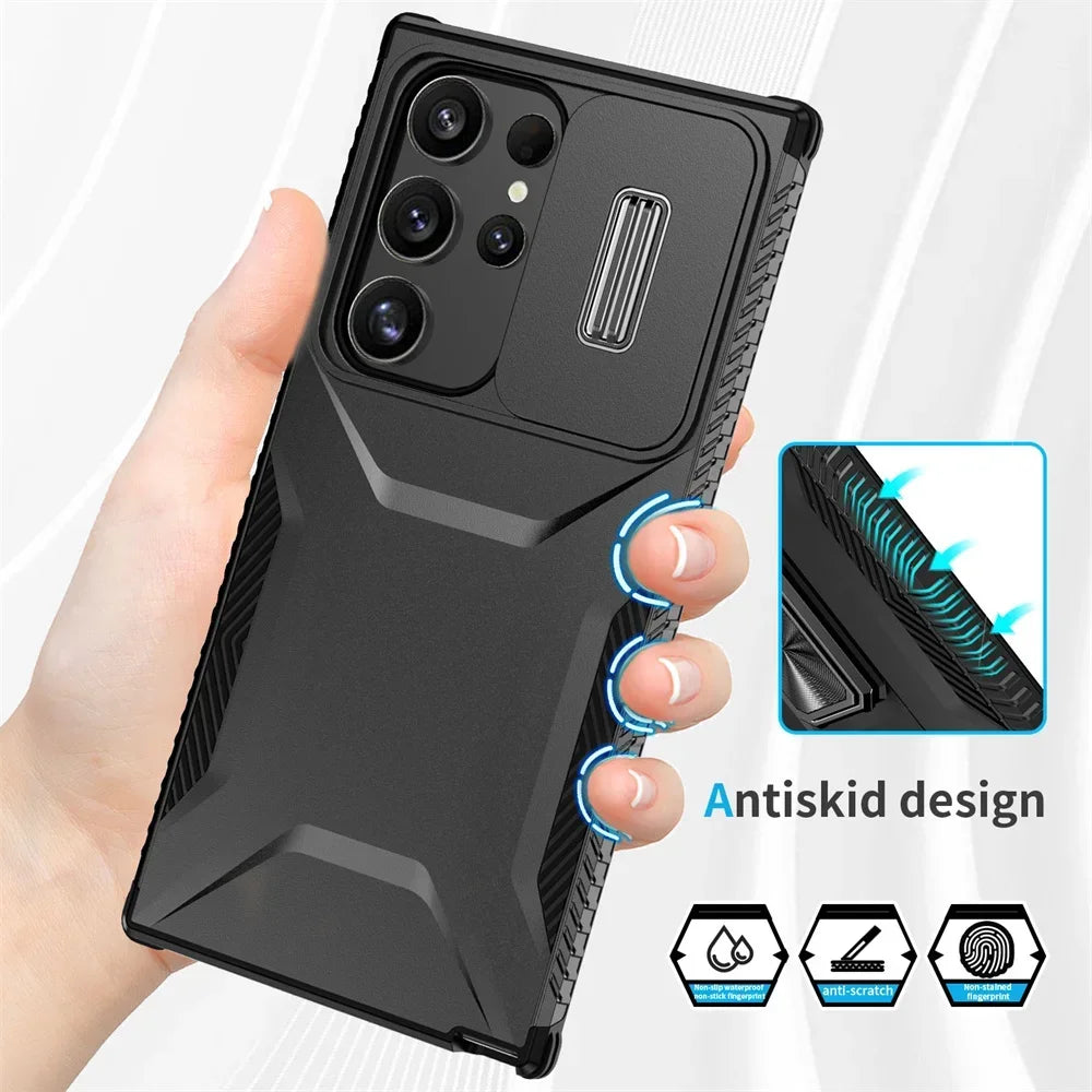 Case For Samsung Galaxy S25 S24 S23 Ultra Plus FE A55 A35 A56 A36 5G Military Grade Shockproof Protective Slide Camera Cover