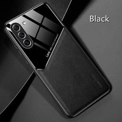 For Samsung Galaxy S25 S24 S23 Plus Cover TPU Leather Car Magnetic Holder Galaxy S22 S21 S20 Ultra FE S10 Plus Case Frame Coqu