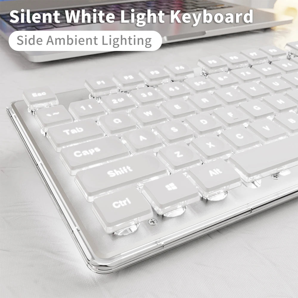 EWEADN V3 Gaming USB only Wired film Keyboard, 104 Keys Full Size All-Metal Panel, for Games and Office, Desktop, Laptop