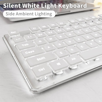 EWEADN V3 Gaming USB only Wired film Keyboard, 104 Keys Full Size All-Metal Panel, for Games and Office, Desktop, Laptop