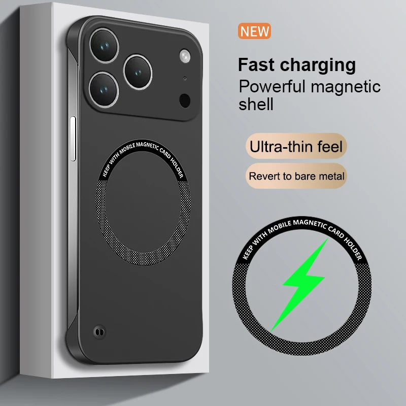 Frameless Magnetic For Magsafe Slim Case For iPhone 17 Pro Max Air iPhone17Pro Max 5G Wireless Charging Hard Back Cover