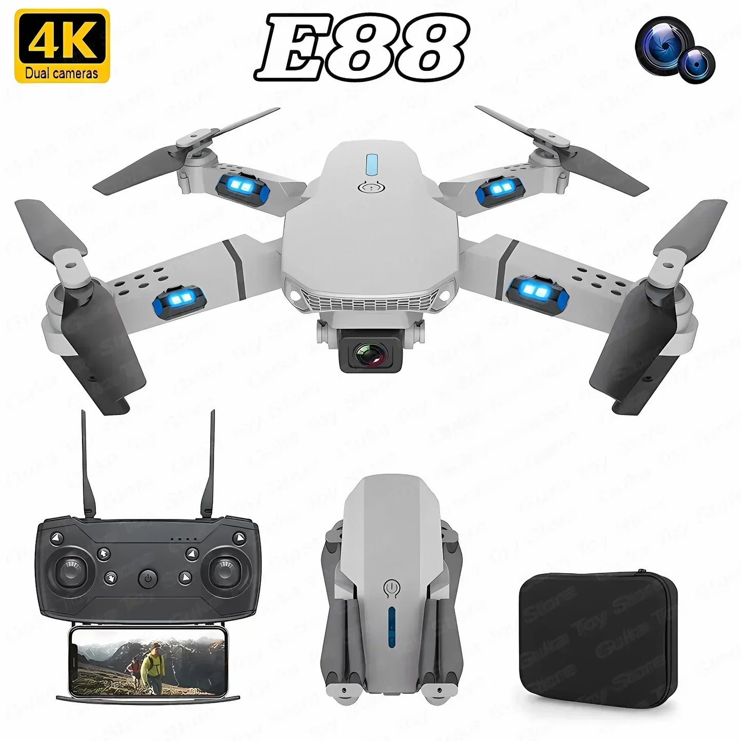 New E88 Pro WIFI FPV Drone Wide Angle HD 4K 1080P Camera Height Hold RC Foldable Quadcopter Dron Helicopter Toys Gift