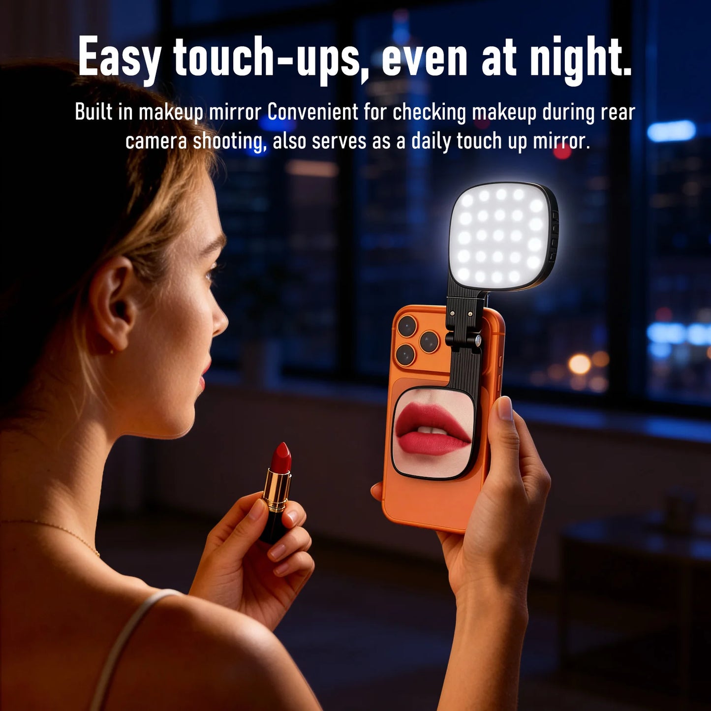 Magnetic Selfie Light with 1000mAh Battery For IPhone 18 17 16 15 14 13 12 , 48 LEDs, 10 Brightness Levels, 3 Color Temperatures