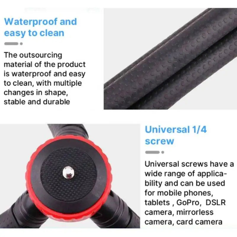 New 2in1 Flexible Octopus Tripod with Remote Control Selfie Stick Big Light Phone Holder Screw Portable for iPhone 13 14 Pro Max