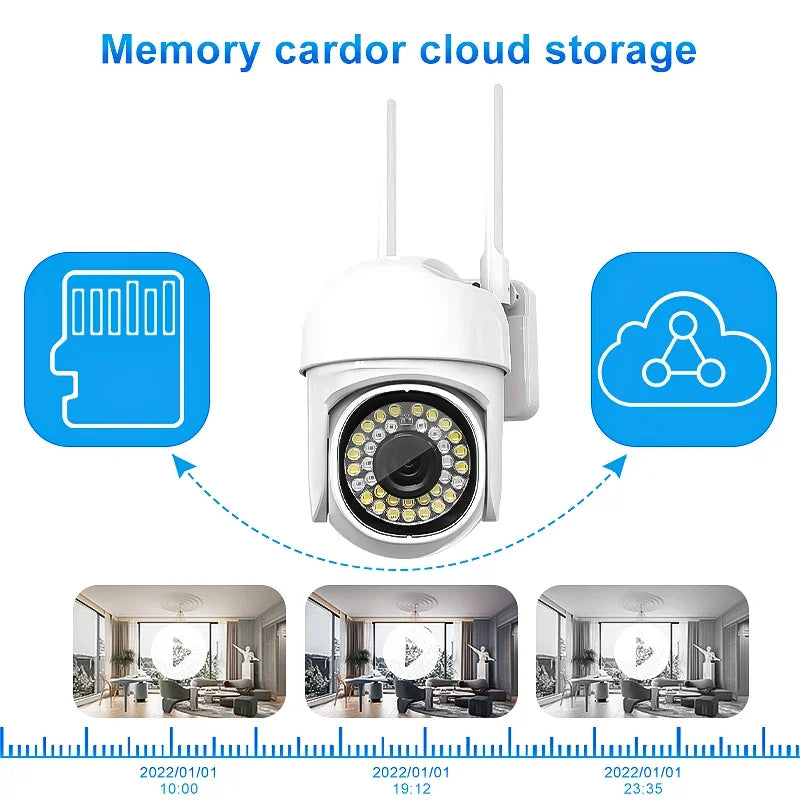 8X Zoom IP66 Wifi IP Wireless Security Surveillance  PTZ Camera Indoor Outdoor Cameras Tracking Two-way Audio HD Night Color Cam