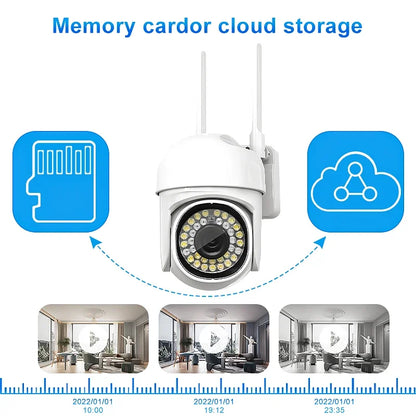 8X Zoom IP66 Wifi IP Wireless Security Surveillance  PTZ Camera Indoor Outdoor Cameras Tracking Two-way Audio HD Night Color Cam
