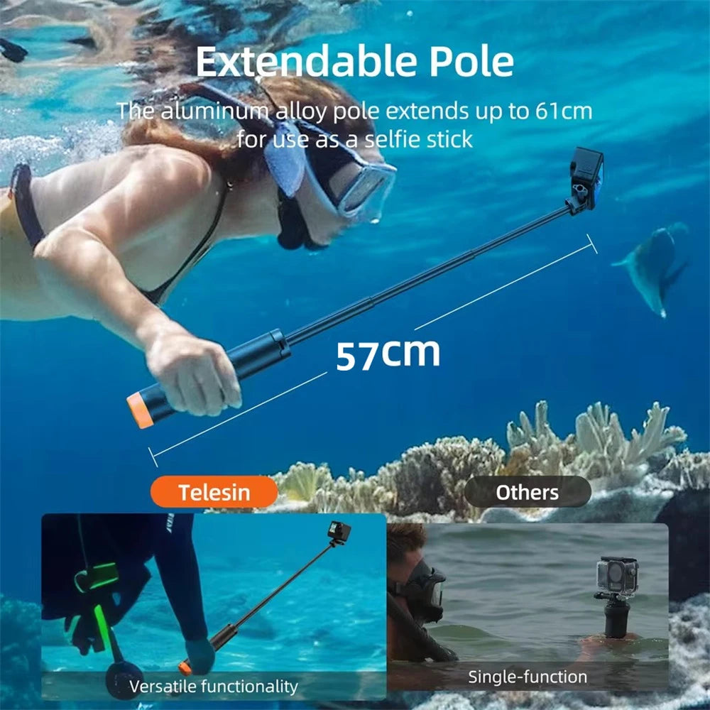 BSLIUFANG underwater buoyancy pole extendable selfie stick tripod suitable for GoPro Insta360 DJI OSMO sports camera accessories