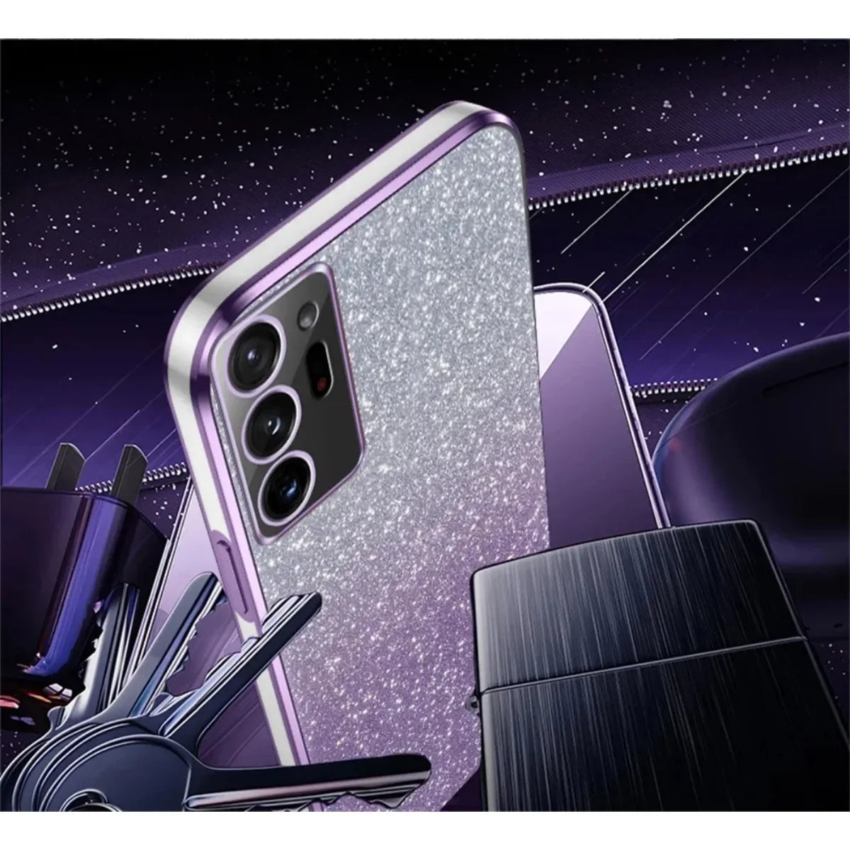 Luxury Gradient Glitter Plating Case For Samsung Galaxy S24 S22 S21 S23 Ultra FE Note 20 10 S10 S20 Plus Silicon Protect Cover