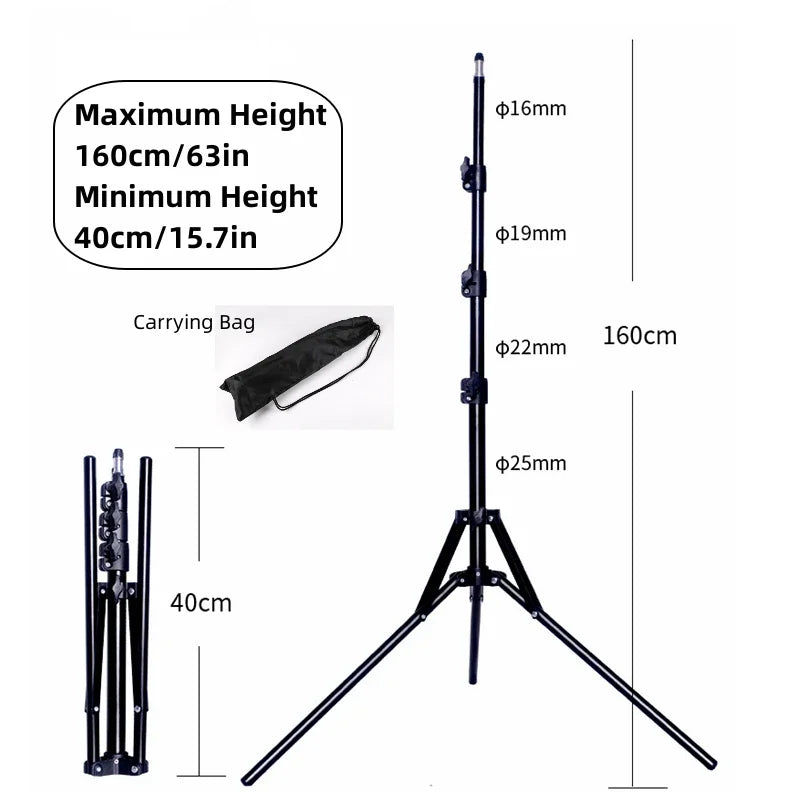 RP01-C Heavy Duty Metal Alloy Light Stand 160cm Tripod for Photo Studio Softbox Video Flash Reflector Lighting Background Stand