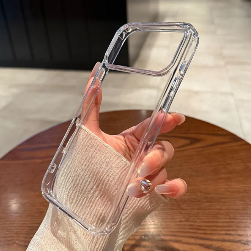 Luxury Transparent Soft Acrylic Phone Case For iPhone 17 16 15 14 13 12 11 Pro Max XS X XR 7 8 Plus Mini Shockproof Bumper Cover
