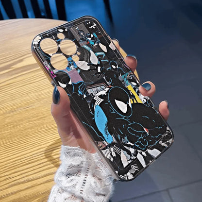 Marvel Cool Black Spider Man Soft Phone Case For iPhone 16 15 14 Pro Max 13 12 11 Pro X XR XS MAX 7 8 Plus Y2k Anti Fall Cases