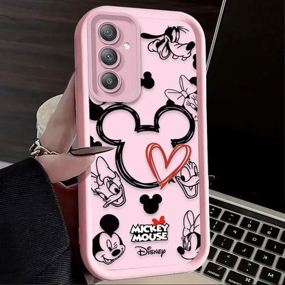 Cute Disney Mickey Minnie Phone Case for Samsung Galaxy S25 S24 S23 Ultra S22 S21 Plus FE 5G A54 A34 A14 A73 A53 A33 5G Cover