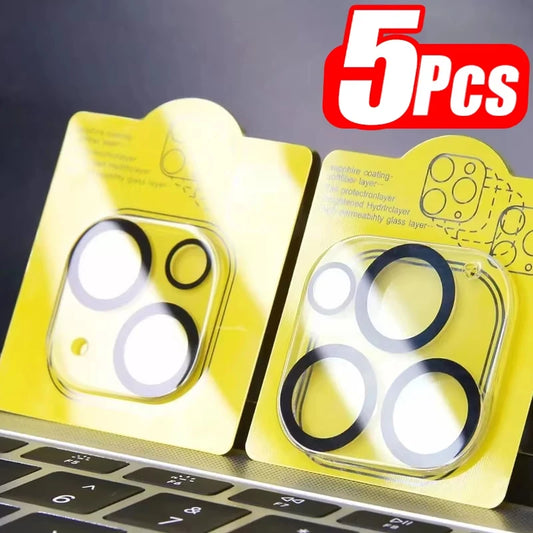 1-5Pcs Tempered Glass for iPhone 16 15 12 11 14 13 Pro Max 16 Plus Mini Camera Lens Protector Black Circle Protective Lens Film