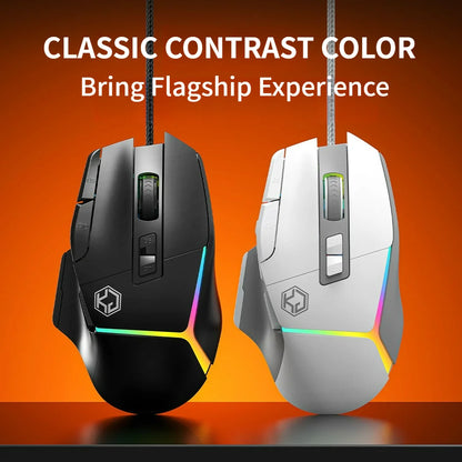 Wired Mouse RGB Lights 10 Keys Macro Programming Gaming Chip 12800DPI Ergonomic Design Medium-Large Hand Gaming Mouse GK502