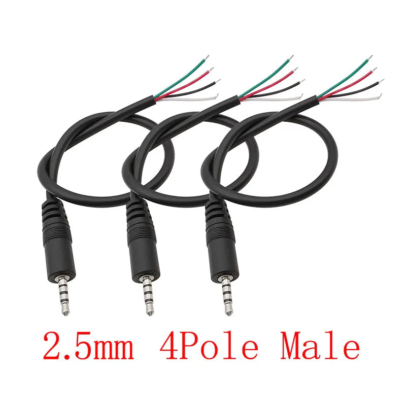 3Pcs 2.5mm/3.5mm Male Female 2/3/4Pole Mono/Stereo Aux Plug Jack Connector To Bare Wire End For DIY Audio Headphone Cable Repair