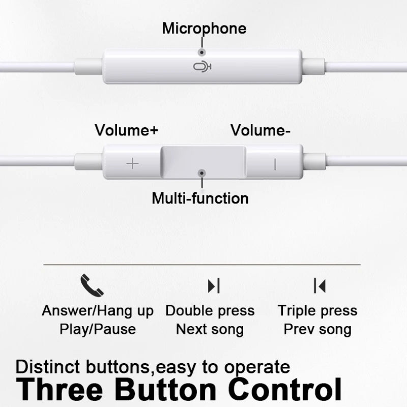 TypeC Wired Headphone Suitab For iPhone15 16 Earbuds Xiaomi 17 15 14 13 12 3.5MM AUX Redmi K40 Huawei Samsung Laptop With Mic