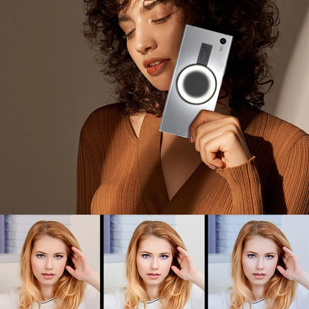 LED Magnetic Selfie Ring Light For iPhone 16 15 Magsafe Fill Light Photography Live Broadcast Ring Lamp Retractable Flip Bracket