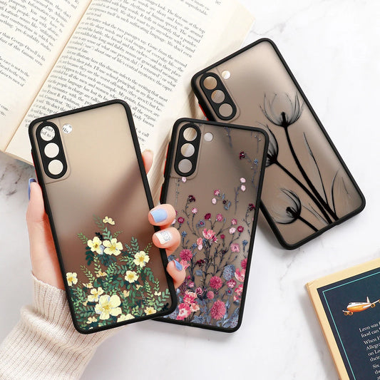 For Samsung S24 S22 Ultra Case Cover Samsung Galaxy S23 Ultra S 22 S21 S20 FE S10 Note 20 10 Plus S8 Lavender Flowers Clear Case