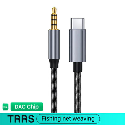 USB C to 3.5mm Jack AUX Audio Cable Car Speaker HiFi Headphone Headset Adapter For iPhone 16 Pro Samsung 0.5m Short 2m 3m Long