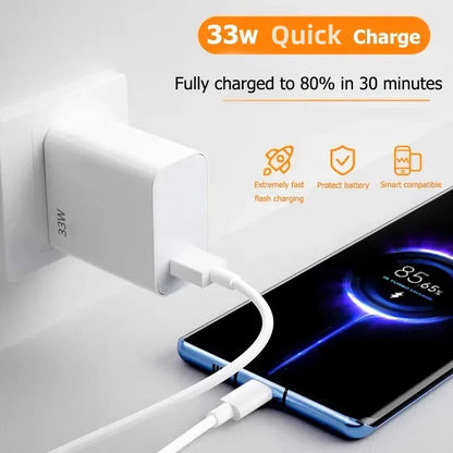 USB 33W Charger Quick Charge 3.0 Phone Adapter For iPhone 15 Huawei Samsung Xiaomi Oneplus EU/US Plug Mobile Phone Wall Charger