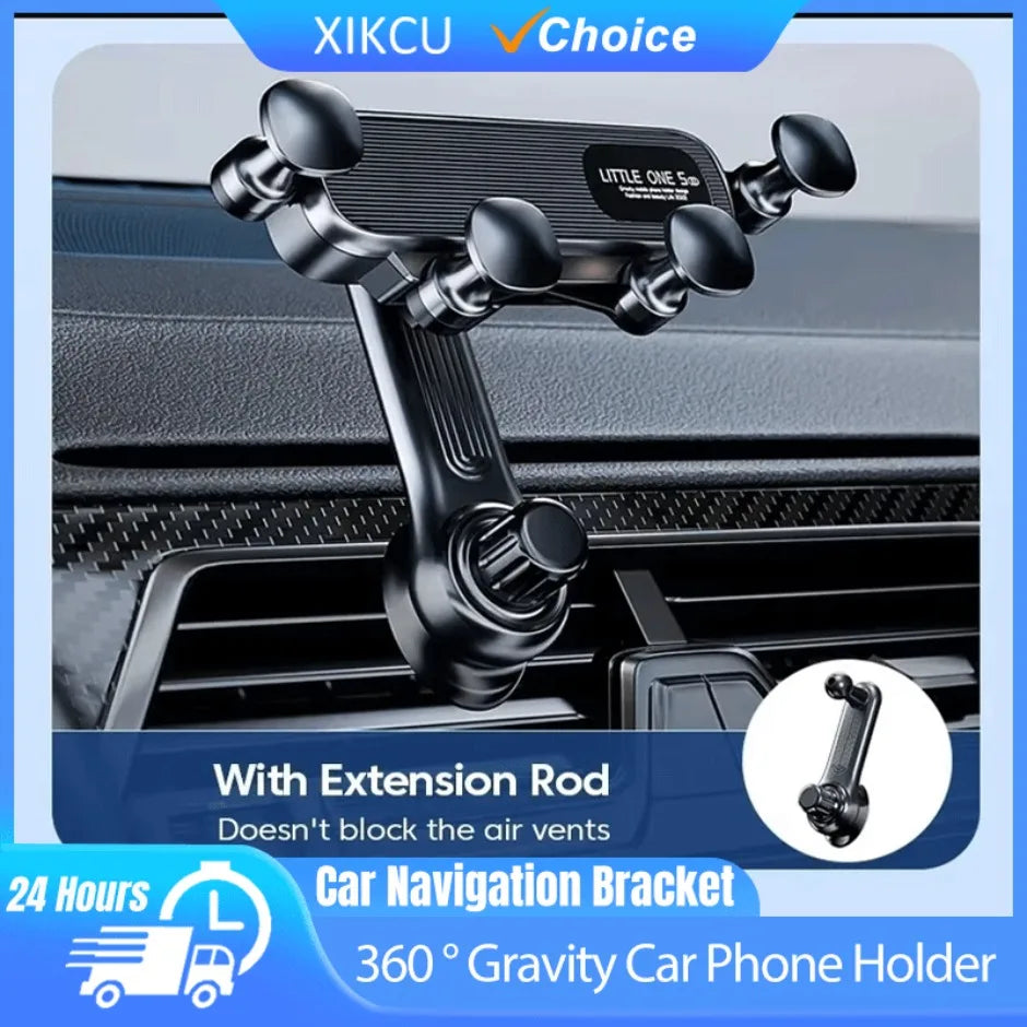360 Rotation Car Navigation Bracket Air Vent Clip Navigation Stand Telescopic Air Outlet Phone Support for 4.7-7 Inch