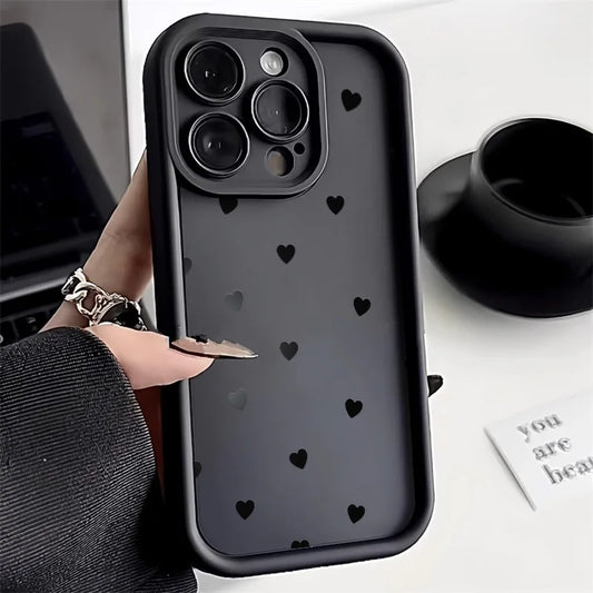 Simple Love Heart Case For iPhone 14 Pro Cases iPhone 17 16 15 11 12 13 Pro Max 14 15 Plus 17 7 8 X XR XS Max Soft Siicone Cover