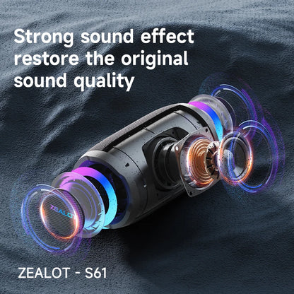 ZEALOT-S61 Bluetooth Speaker,with IPX6 Waterproof Protection and Outdoor Bass Sound for Backyard and Beach Party,10W Loudspeaker