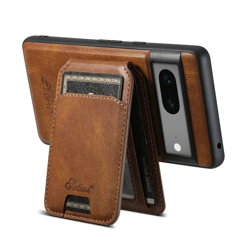 Magsafe Wallet Phone Case Card Holder Leather Magnetic Pocket Cover Case For Google Pixel 9 10 Pro 8 7 6 Pro 6A 7A Pixel8Pro