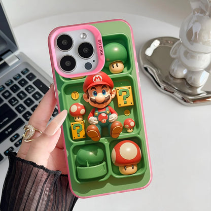 Super M-MarioS Bros Game Phone Case IMD Color Silver Shell For IPhone 16 15 14 13 12 11 Pro Max Plus
