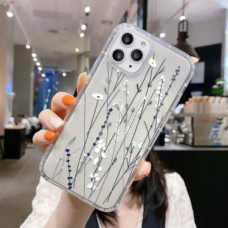 Floral Case For Samsung S23 Ultra S22 S21 S20 FE A54 5G A53 A52 A13 A12 A14 A51 A34 A33 A32 A23 A22 A71 A72 A73 TPU Funda Covers