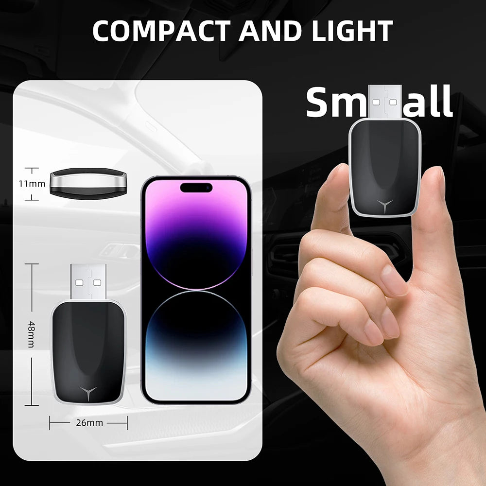 2 in 1 Smart Dongle AI Box Mini Adapter Wired to Wireless Carplay&Android Auto Compatible with 99% of Cars Plug and Play WiFi