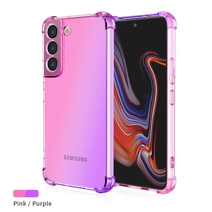 Gradient Airbag Shockproof TPU Case for Samsung Galaxy S25 Edge S24 S23 FE S23 Ultra S22 Plus S21 Protective Cover Funda Coque