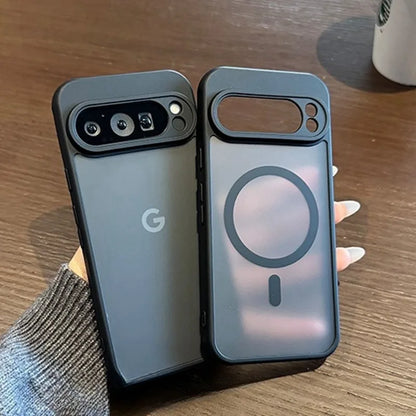 For Google 9A Magsafe Case Slim Matte Carbon Fiber Wireless Charging Cover for Google Pixel 9 Pro XL 8A 8 Pro Armror Back Cover