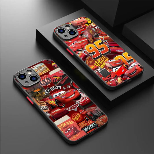 Disney Lightning McQueen 95 Phone Case for iPhone 15 16 Pro Max 14 Plus 12 13 11 Pro Max SE 7 8 14 Pro XR XS 12 Mini Matte Shell